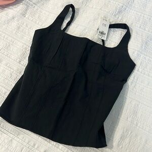 Abercrombie & Fitch Black Cotton-Blend Squareneck Corset Top in Small.